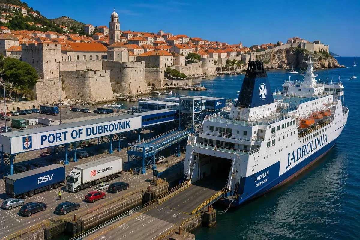 Ferry da Jadrolinija no porto de ferries de Dubrovnik