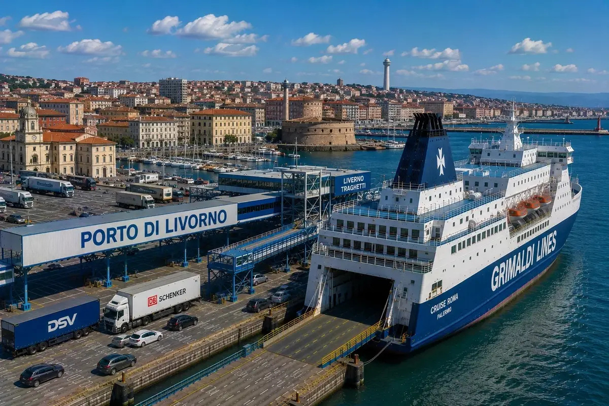 Porto de ferry de Livorno na Toscana