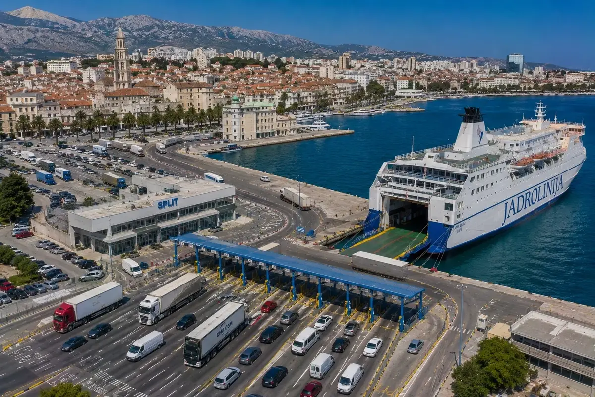 Ferry da Jadrolinija no porto de passageiros de Split