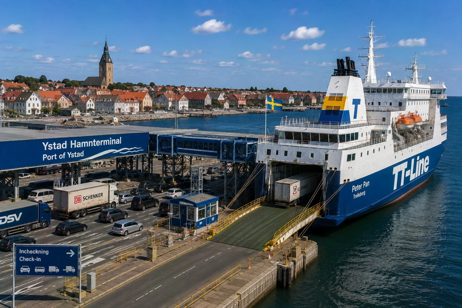 Porto de ferry de Ystad, no sul da Suécia